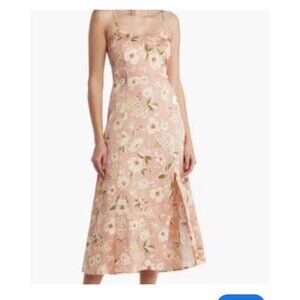 August Sky Pink Floral Maxi Dress Women’s M Spaghetti Strap Summer Beach Boho